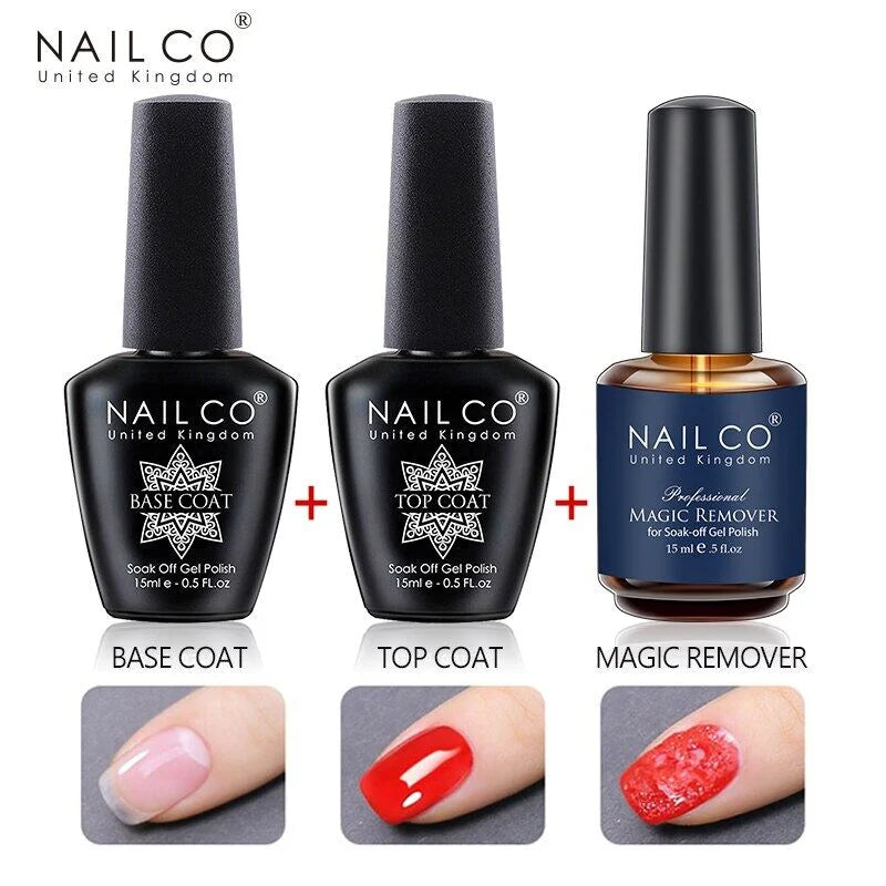 NAILCO 15 ml Capa superior Capa base Gel Imprimación de uñas Removedor de gel Arte de uñas Esmalte semipermanente Esmalte híbrido Suministros para uñas