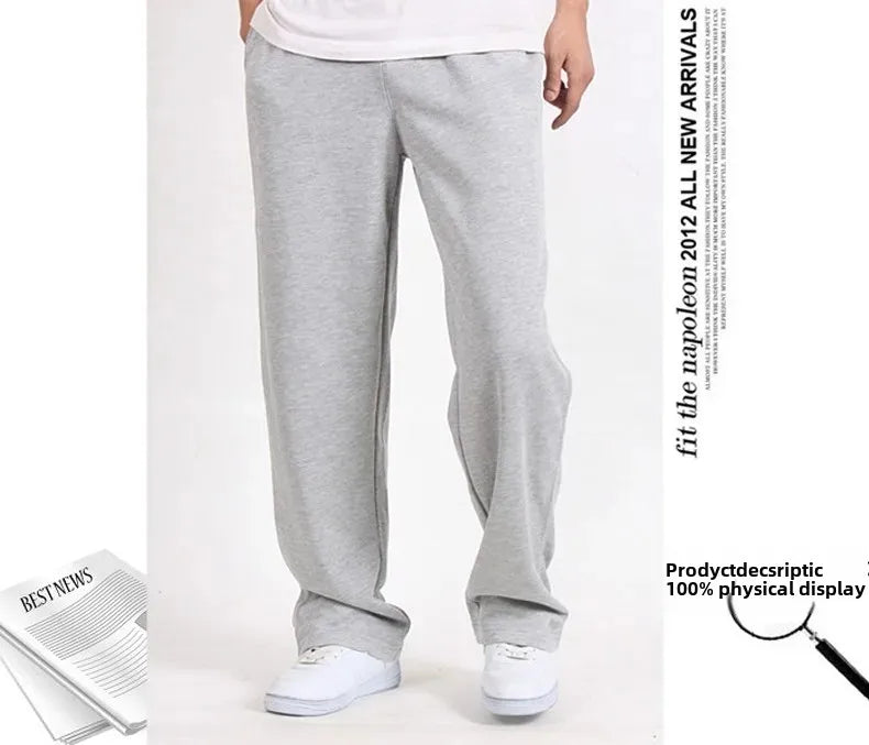 Pantalones deportivos holgados de algodón con pierna recta para hombre de talla grande, pantalones cortos de baloncesto, cómodos y transpirables, talla grande.