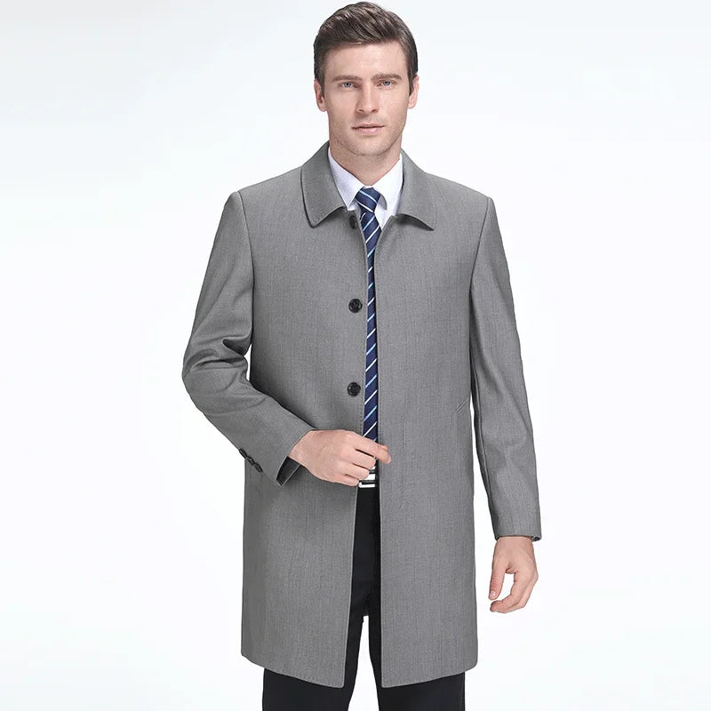 AYUNSUE - Gabardina de invierno de longitud media para hombre, chaqueta de lana acolchada gruesa de alta gama, abrigo informal holgado