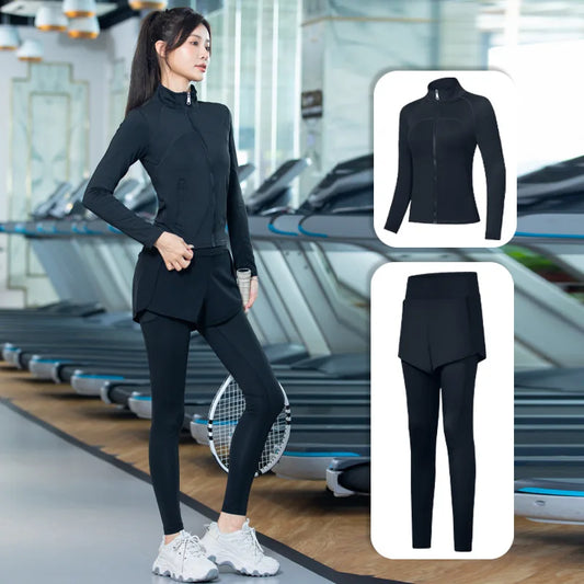 Conjunto de 2 piezas de traje de yoga para mujer, para correr, deportes, gimnasio, correr por la mañana, primavera, verano, ropa profesional de secado rápido, moda de otoño, fitness