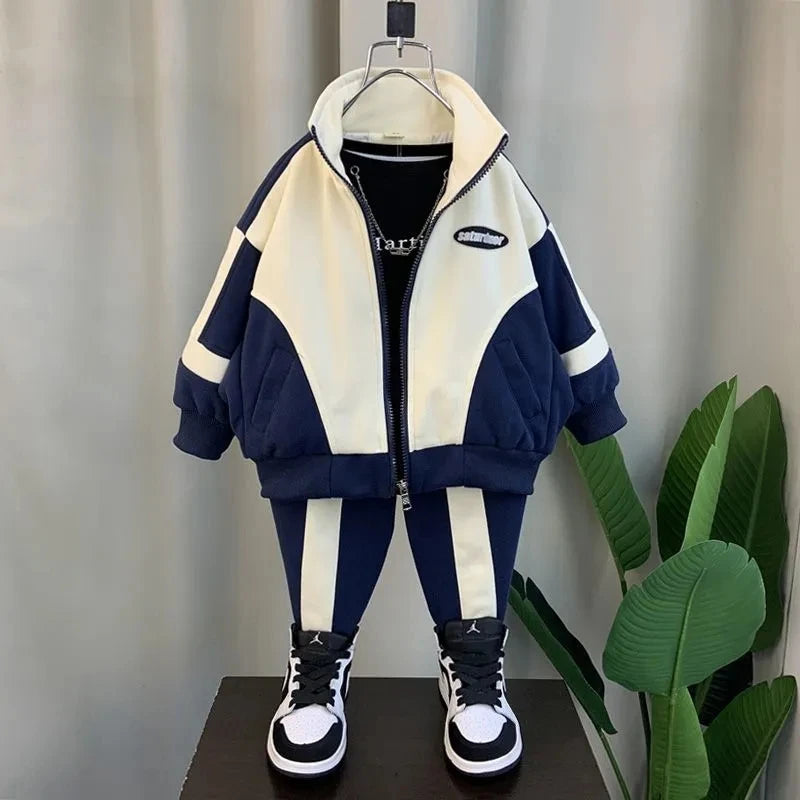 Conjunto de ropa para niños, temporada primavera-otoño, nuevo conjunto de 2 piezas de chaquetas y pantalones casuales para niños y bebés, ropa deportiva coreana