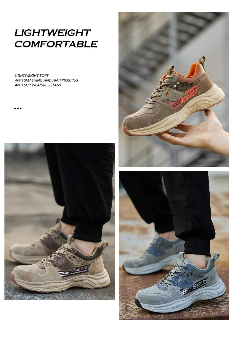 Zapato de trabajo antiperforación para hombre, zapatillas de trabajo de seguridad transpirables con puntera de acero, zapatos indestructibles, botas de trabajo transpirables.