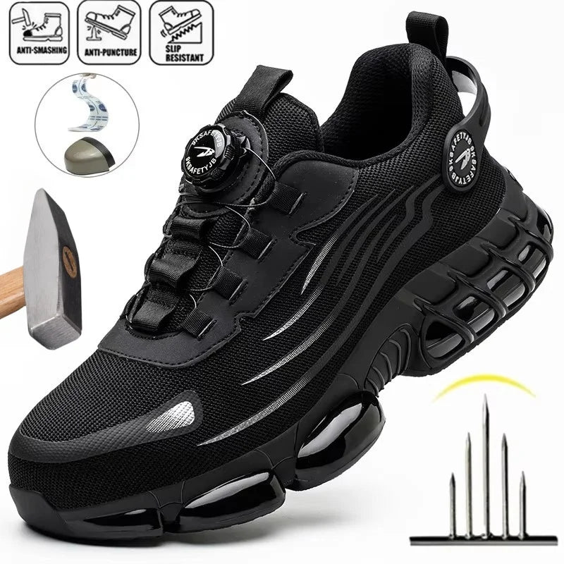 Small Size Rotary Buckle Work Safety Shoes For Men Air Soft Sole Lightweight Protective Work Sneakers Men and Women Shoes