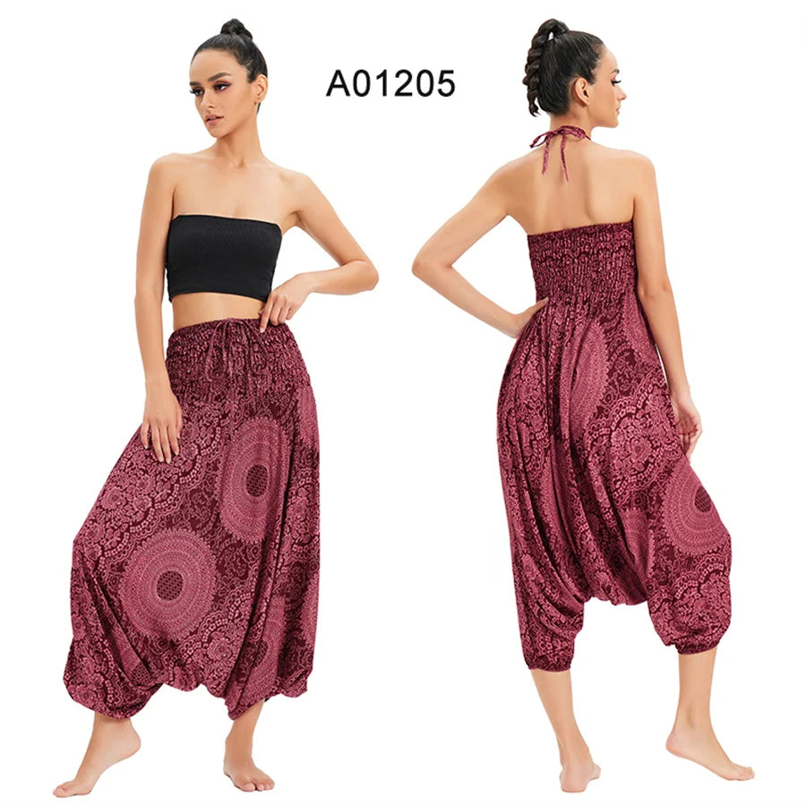 Bohemian Pants Women Pantalones Mujer Hippie High Waist Rayon Harem Baggy Boho Yoga Beach Wear Pour Femme Calca Feminina Printed