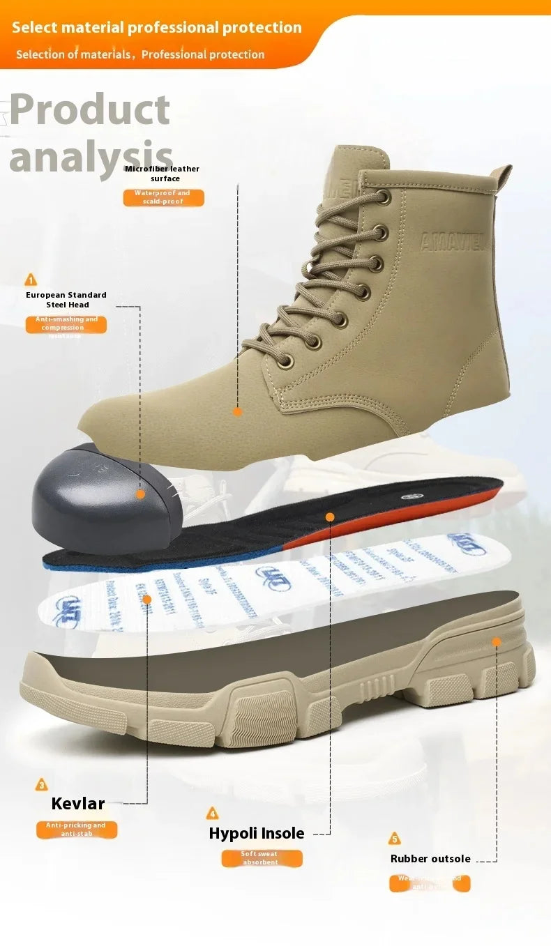 Anti-spark Welder Shoes Men's High Top Work Safety Boots Puncture Proof Construction Safety Shoes Men Platform Boots