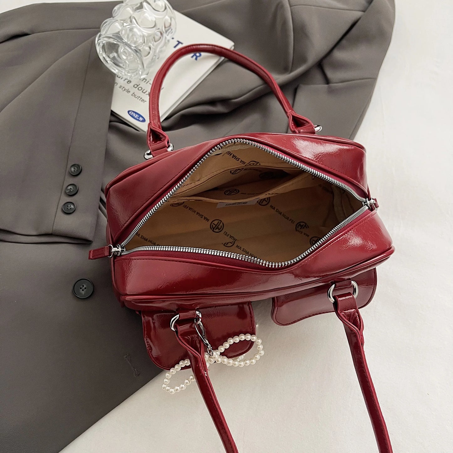 Bolso de hombro con lazo para mujer, edición coreana 2024, moderno y versátil.