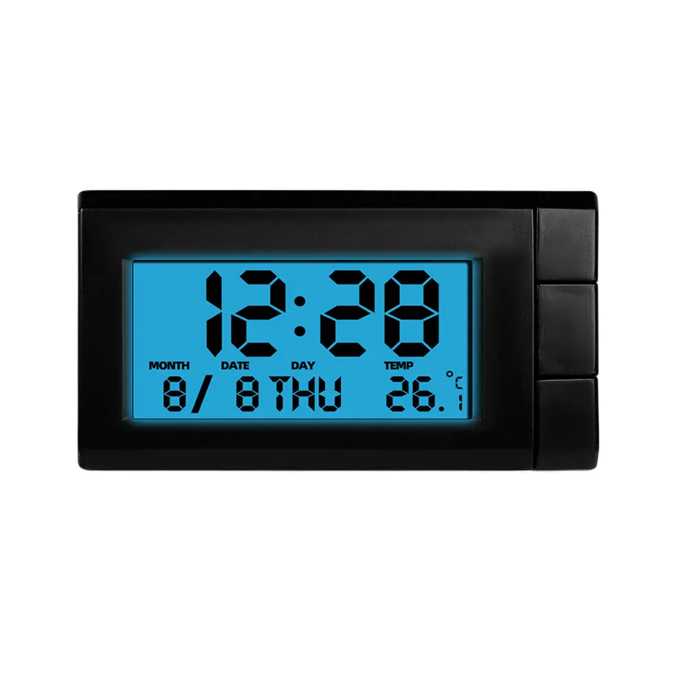 Reloj electrónico para coche con pantalla LCD, termómetro digital luminoso, calendario digital automático 2 en 1, accesorios para vehículos.