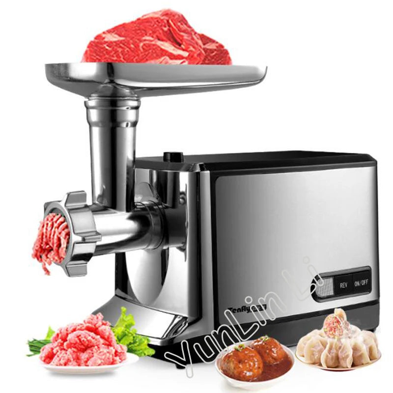 Picadora de carne eléctrica de 220 V, peladora de ajo y pimienta para uso doméstico, máquina para picar carne de acero.