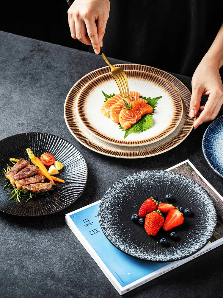 Plato grande para carne, estilo occidental, para uso doméstico, creativo, de alta gama, ligero, de lujo, para desayuno, ensalada, vajilla japonesa nueva.
