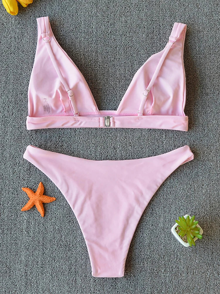 Bikini 2025 Micro Traje de Baño Sexy para Mujer, Traje de Baño Push Up, Conjunto de Bikini de Dos Piezas, Bañador Sólido, Traje de Baño para Mujer.