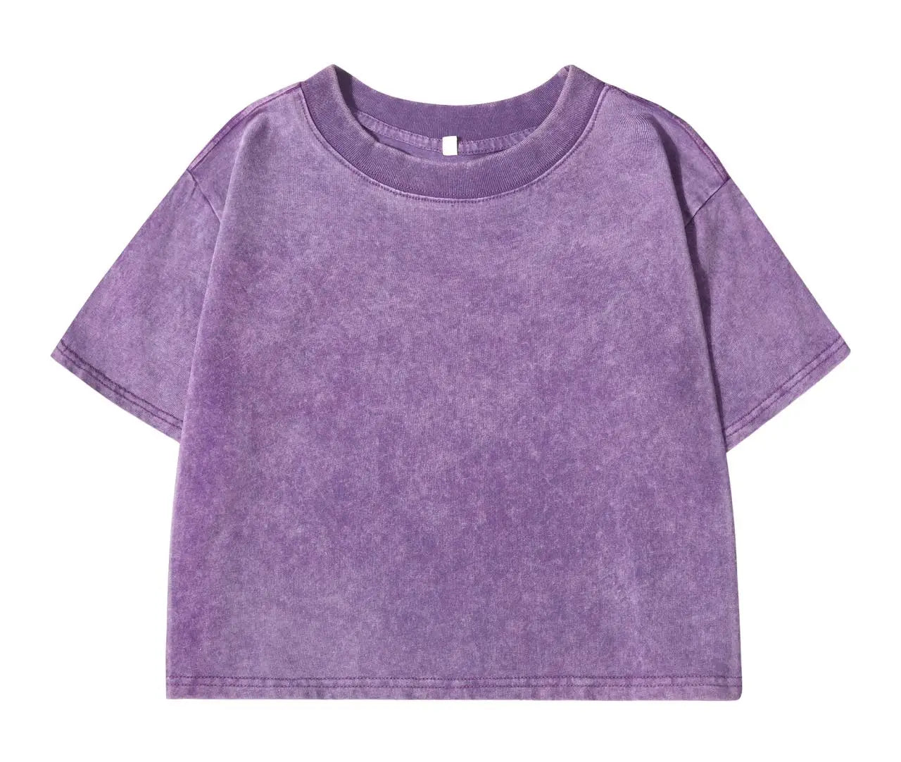 Camisetas lavadas 100 % algodón para mujer, tops holgados de cuello redondo, ropa urbana Y2k para mujer, camisetas casuales vintage de manga corta de verano