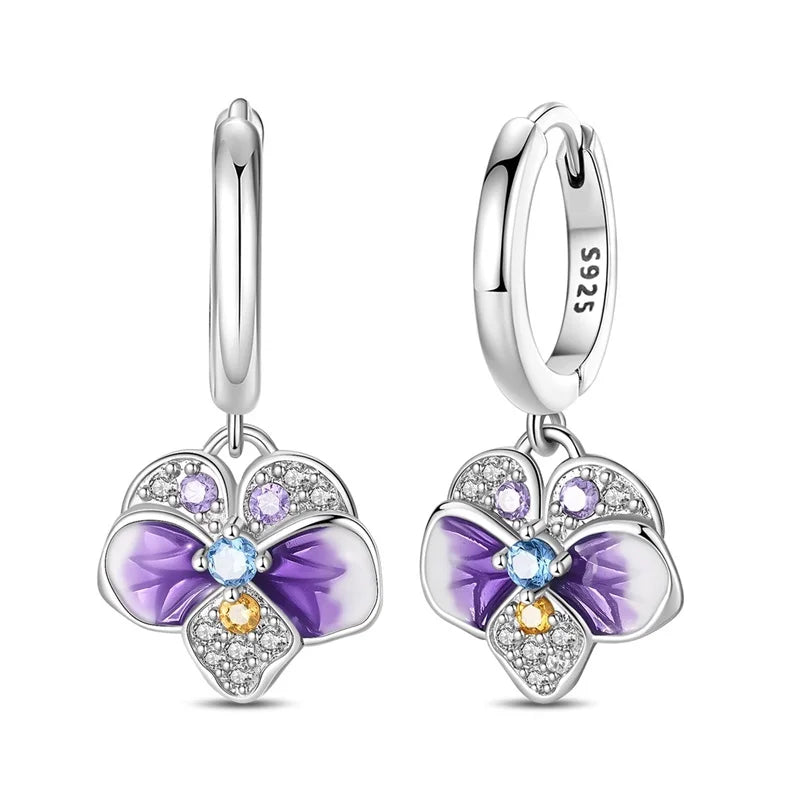 Pendientes de plata de ley 925 con diseño de mariposa, abeja, mariquita y flor de arcoíris para mujer, joyería de moda para fiestas de cumpleaños, regalos