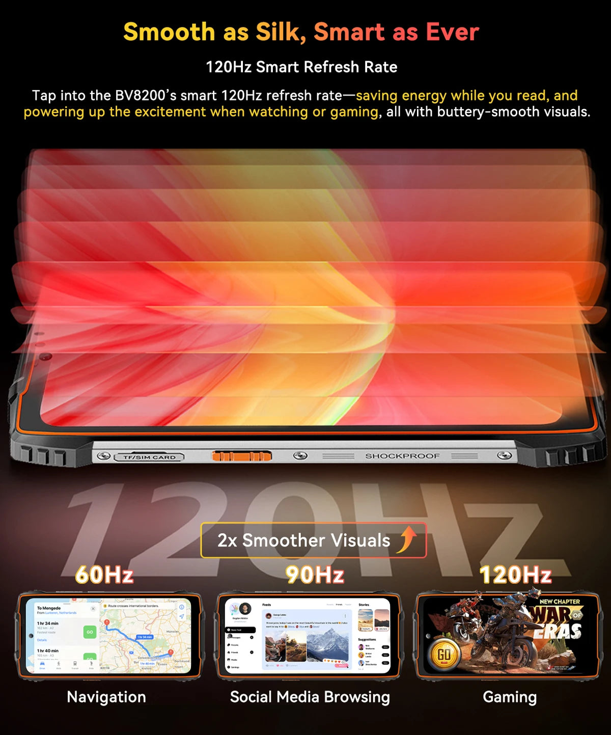 【Estreno mundial】Blackview BV8200 Teléfono resistente con pantalla de 6.5" 2.4K a 120Hz, procesador Helio G100, NFC, 12GB de RAM, 256GB de almacenamiento, Android 14 y cargador de 45W.