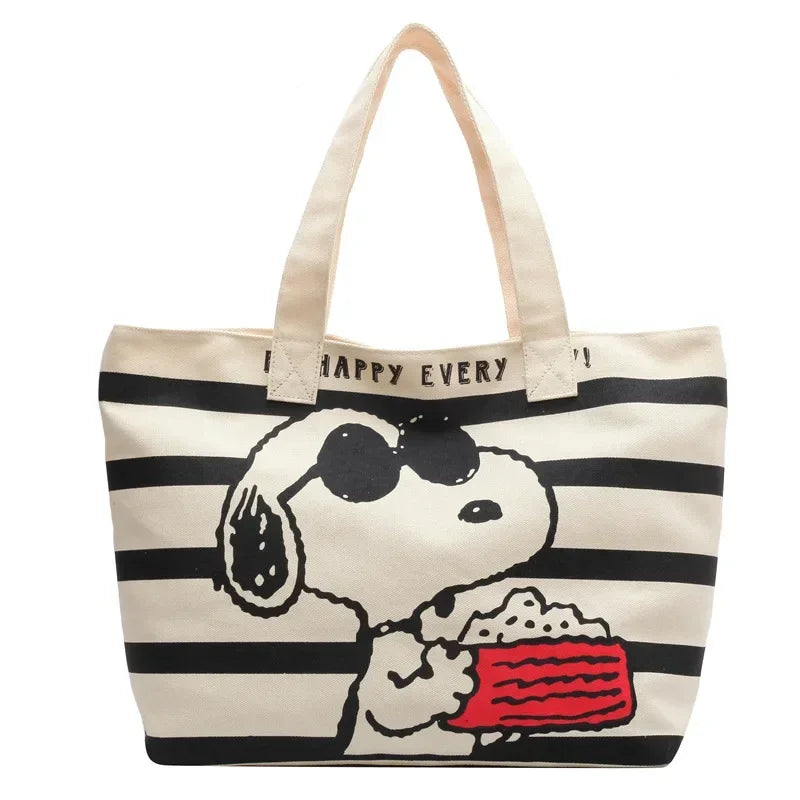 Bolso de lona de gran capacidad con diseño de Snoopy de Disney para estudiantes, ideal para guardar libros, ideal para mamás.