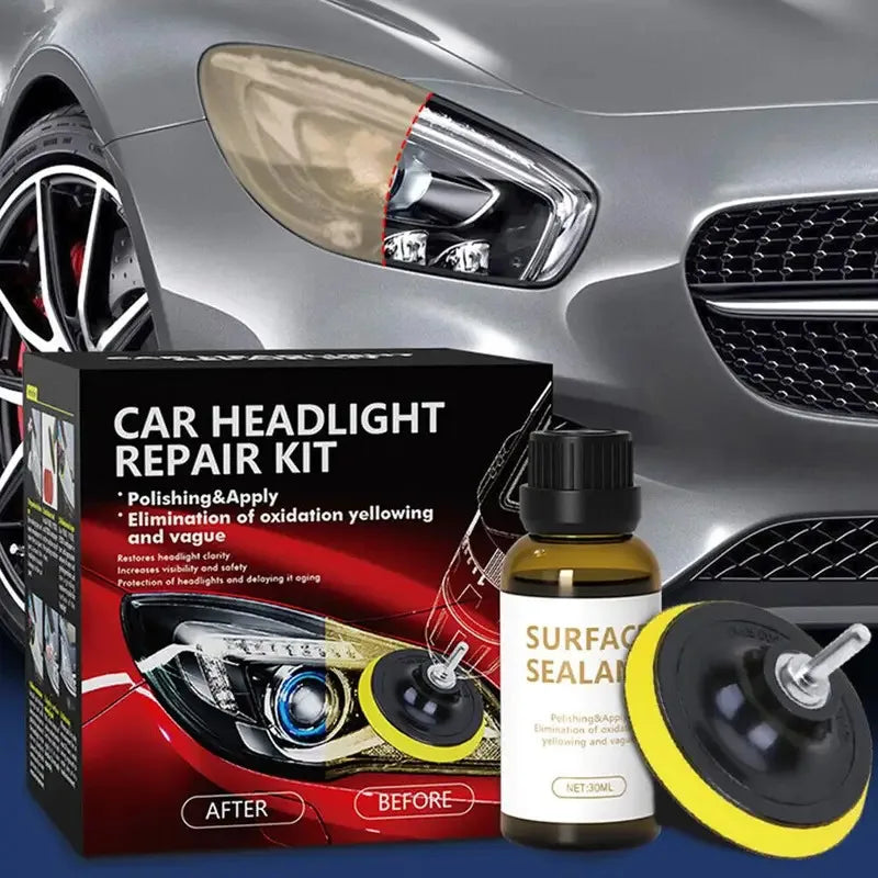 Kit de restauración de faros de coche, abrillantador químico, pulidor de faros, restaurador, juego de pasta de pulido, cera para lijado de faros de coche