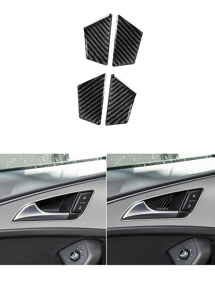 Accesorios decorativos para el interior del coche Audi A6 A7 2012 2013 2014 2015 2016 2017 2018, pegatinas negras de fibra de carbono, embellecedor de cubierta.