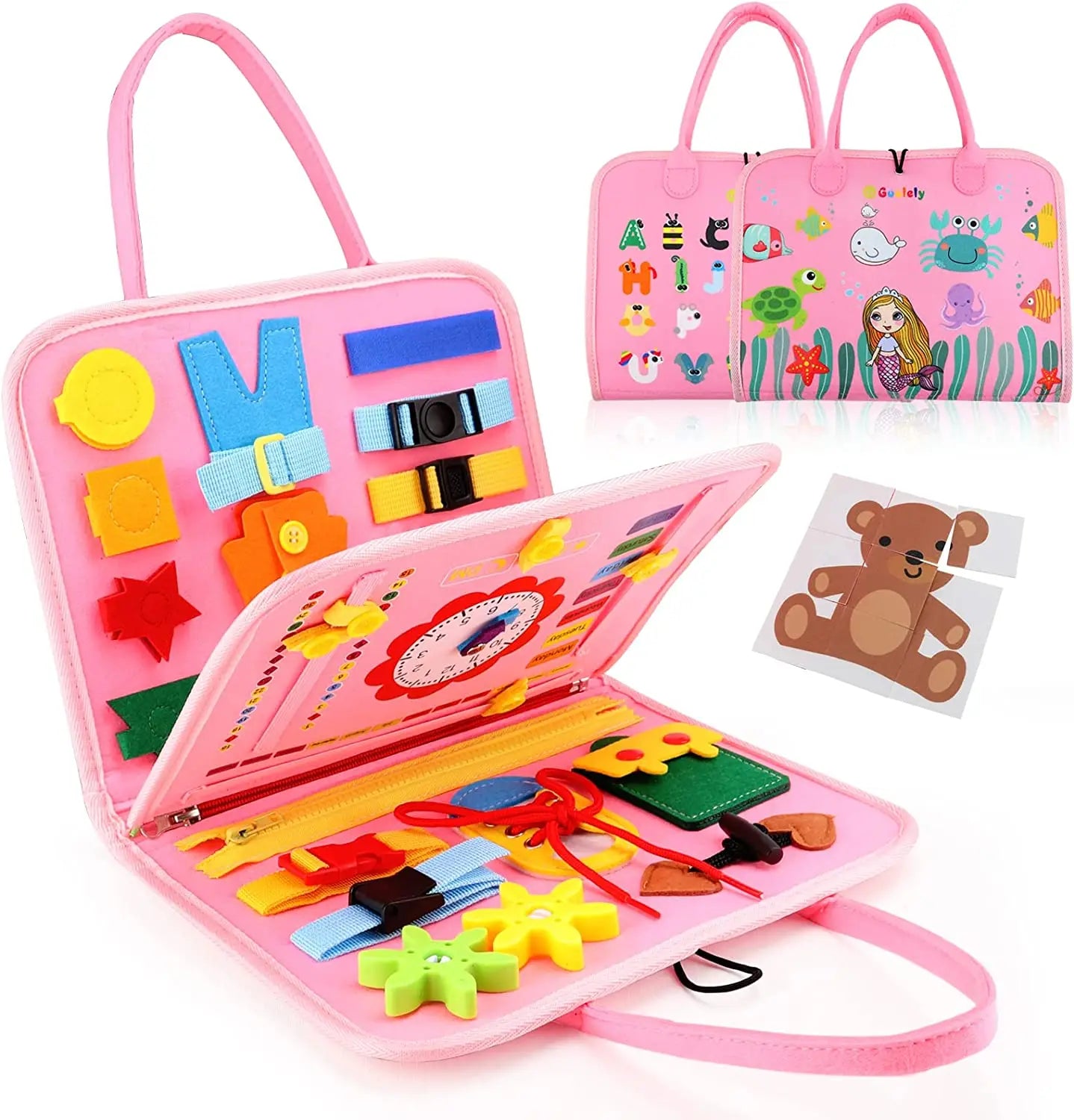 Tablero de actividades sensoriales Montessori Toys para desarrollar habilidades motoras, tablero de aprendizaje para niños pequeños, regalo de Navidad.