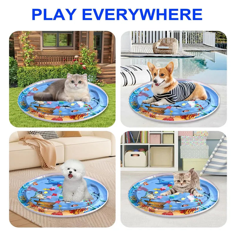Esterilla de agua sensorial inflable gruesa para gatos, suministros para mascotas, esterilla de limpieza y refrigeración, accesorios de verano para gatos.