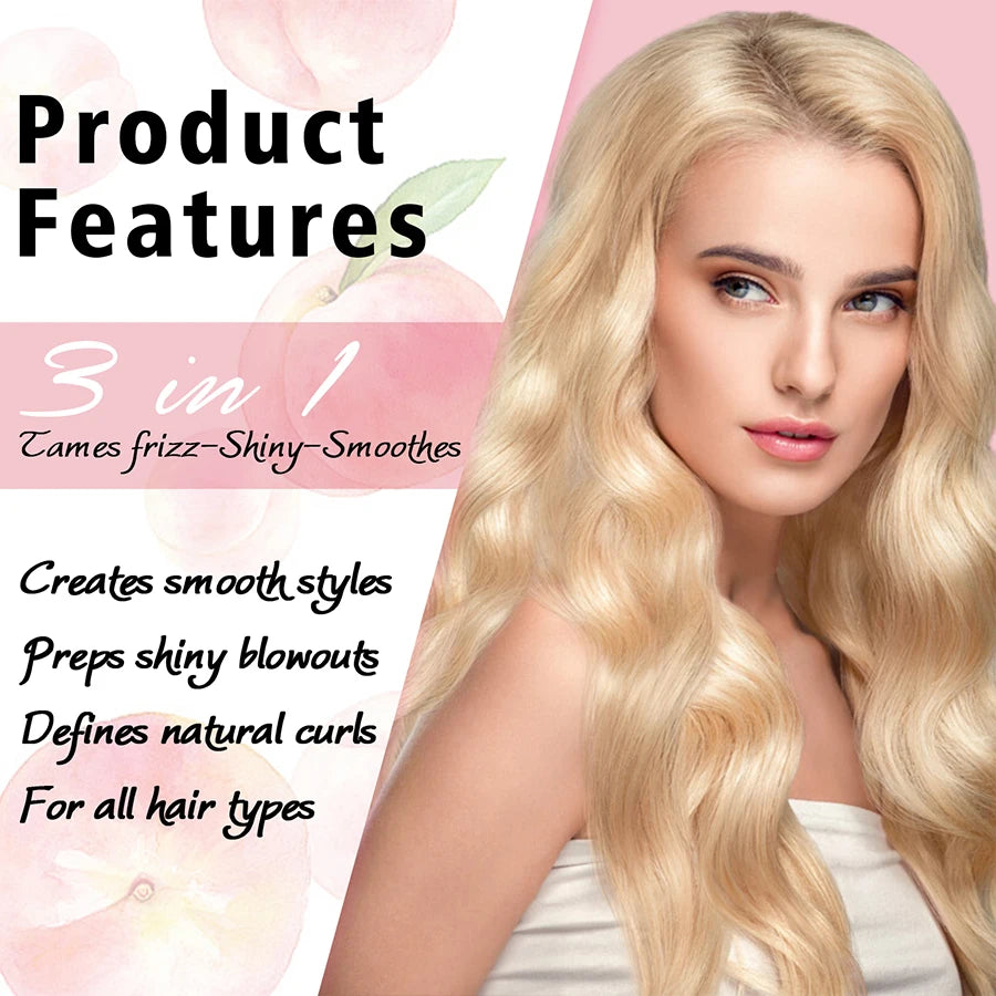 Acondicionador sin enjuague 3 en 1, crema para peinar, elasticidad de rizos, controla el frizz, da brillo al cabello, suaviza, mejora la definición y es ideal para todo tipo de cabello.