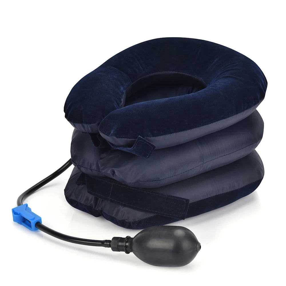 Masajeador cervical inflable con tracción cervical y aire, soporte para el cuello, almohada cervical suave.
