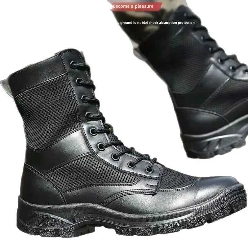 Botas Martin finas de verano para hombre, botas de trabajo de malla transpirable de caña alta, zapatos de seguridad para escalada de montaña, ligeras y cómodas