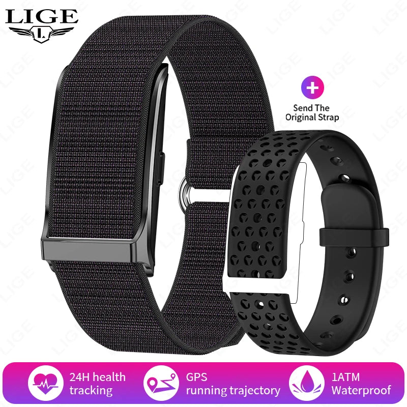 LIGE - Pulsera inteligente sin pantalla para hombre y mujer, con monitor de ritmo cardíaco, presión arterial, sueño, podómetro, rastreador de actividad física, 2025