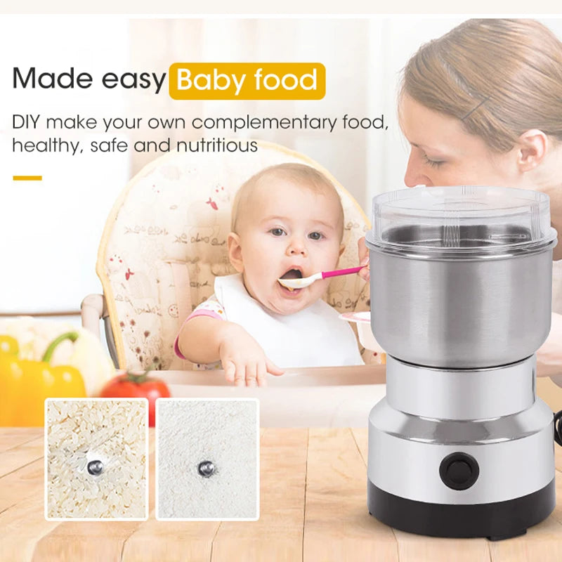 Mini molinillo eléctrico doméstico de 300 ml, pulverizador ultrafino para alimentos para bebés, molinillo de café, molinillo de especias y pimienta, molinillo de granos con 2 o 4 cuchillas.