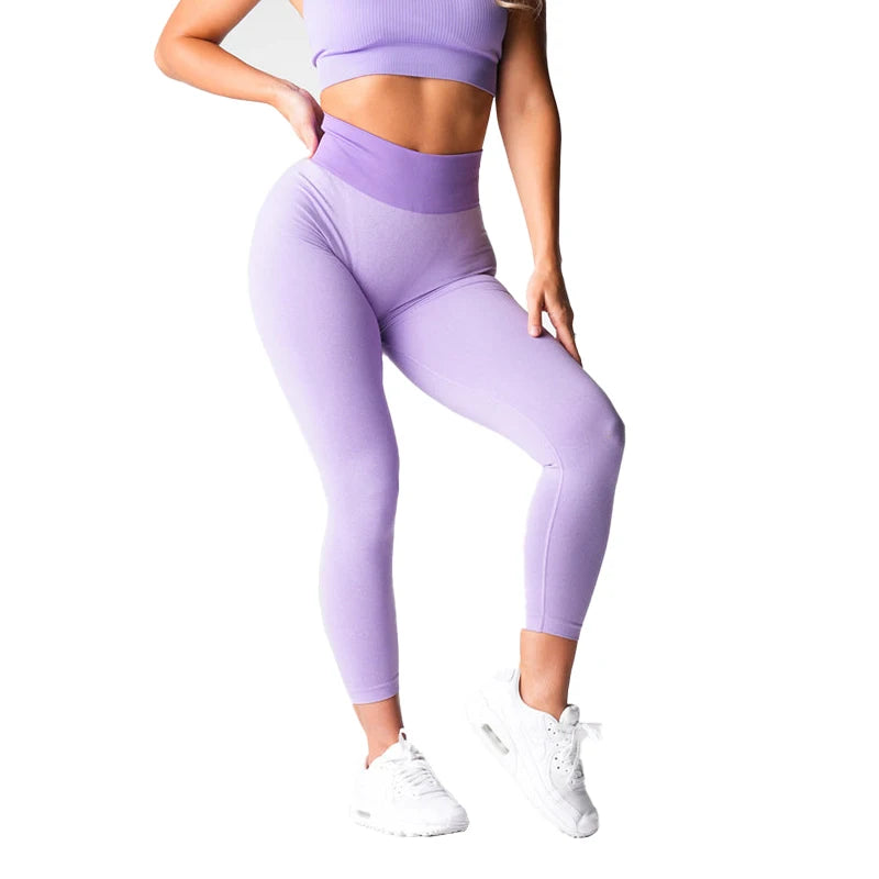 Nuevas mallas deportivas sin costuras, tipo leggings, de spandex, para mujer, suaves, para entrenamiento, fitness, yoga, cintura alta, ropa de gimnasio.