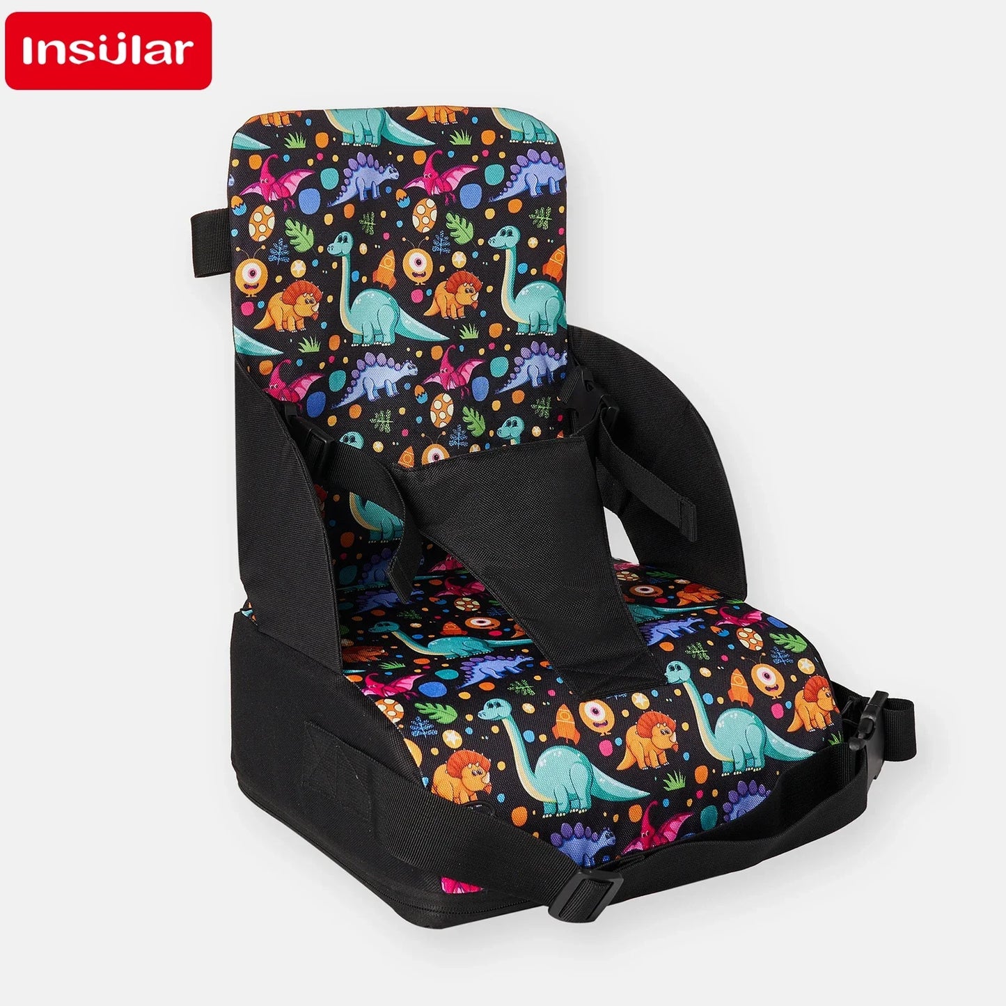 INSULAR Asiento infantil portátil, plegable y antideslizante, con cojín alto, para comedor de bebé, suministros de viaje para niños