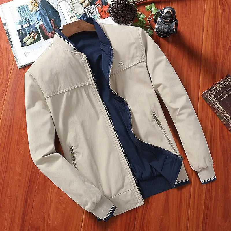 Chaqueta informal de doble cara para hombre, otoño invierno 2024, para llevar al revés, profesional, de negocios, formal, ajustada.