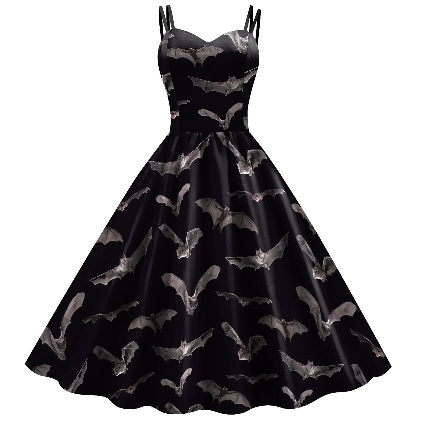 Halloween Costume Skeleton Rose Print Women Girl Female Goth Horror Rockabilly Carnival Fancy Dress Up Party Performance