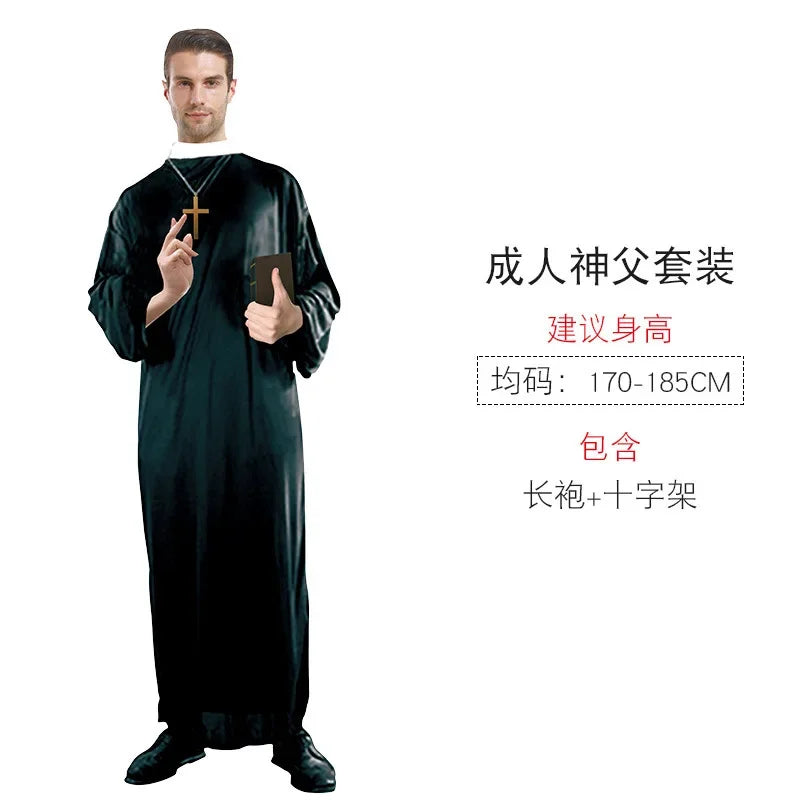 Halloween Masquerading Parties Adult Cosplay Pastors Performance Costumes for Priests Nuns for Women and Men