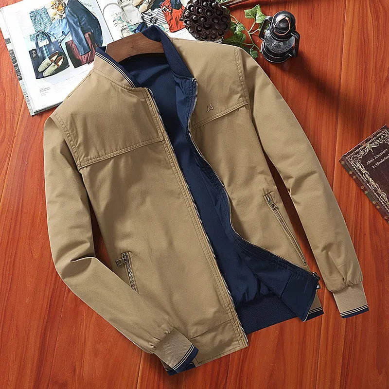 Chaqueta informal de doble cara para hombre, otoño invierno 2024, para llevar al revés, profesional, de negocios, formal, ajustada.