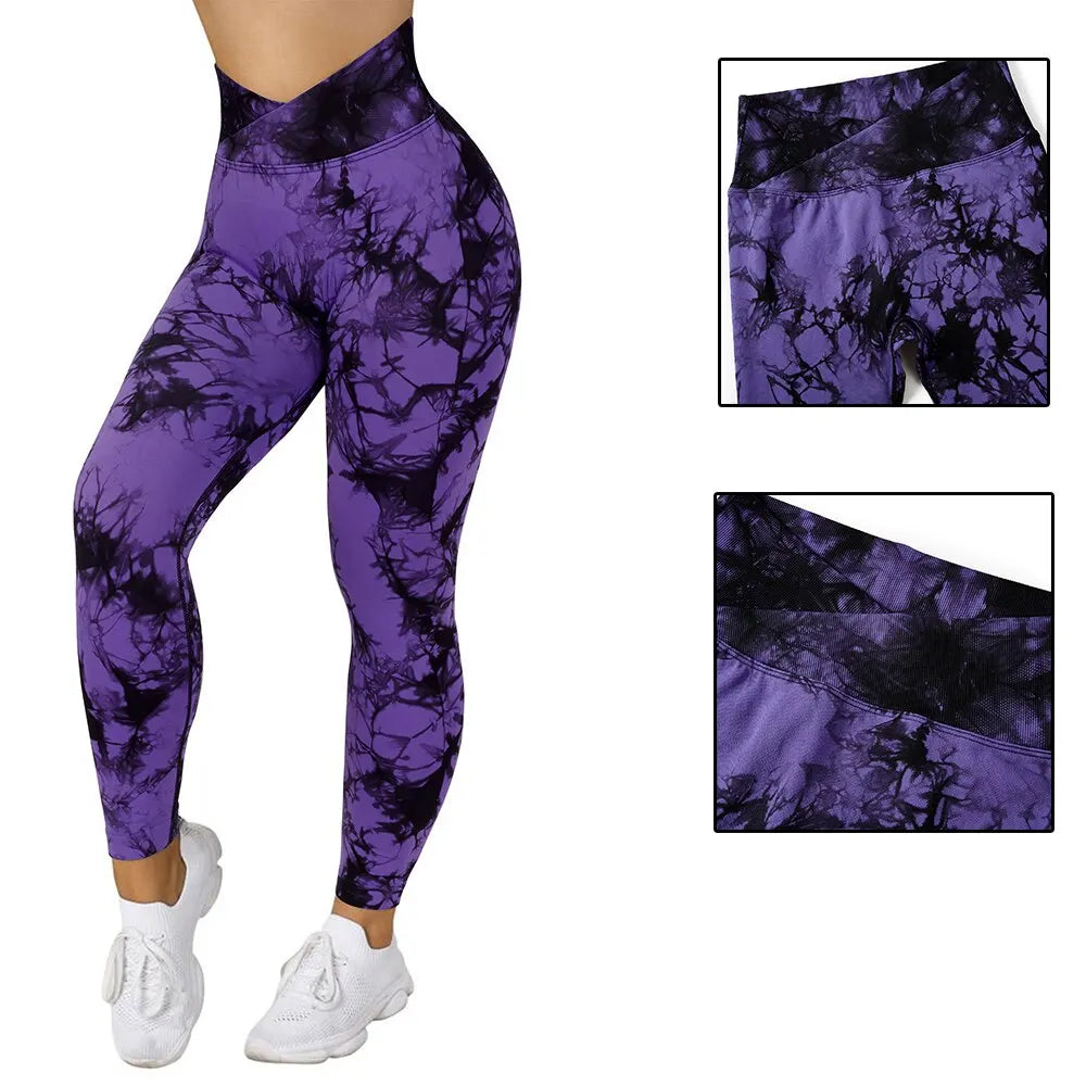 Mallas deportivas con efecto tie-dye para mujer, leggings push up para entrenamiento, leggings deportivos para mujer, pantalones de gimnasio sin costuras con efecto push-up