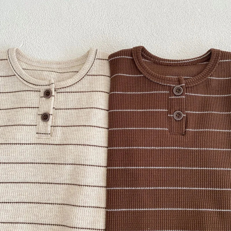 Ropa para niños de 0 a 3 años, conjunto de camiseta y pantalones cortos de algodón puro a rayas de verano, conjunto de manga corta para niñas y vacaciones en la playa