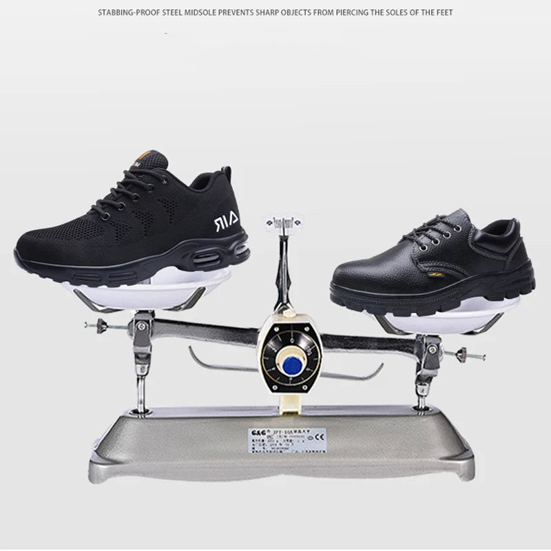 Calzado de seguridad para hombre, botas de trabajo ligeras, zapatillas con cámara de aire, zapatos de trabajo antiperforación, zapatos indestructibles con puntera de acero.