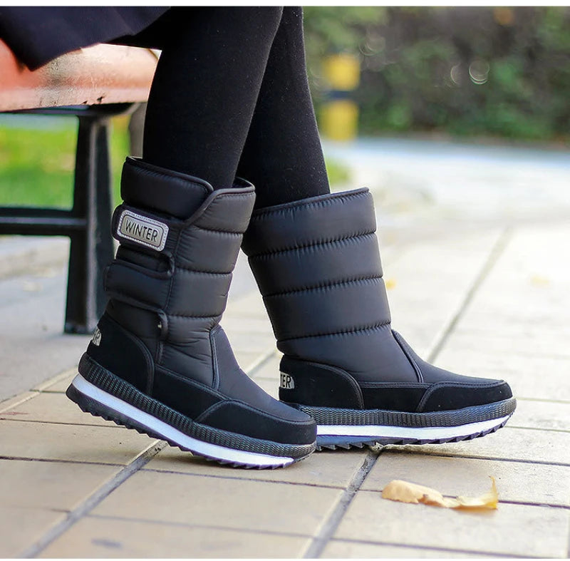 Botas de nieve gruesas, antideslizantes, cálidas, de terciopelo, para hombre y mujer, de algodón, para invierno.