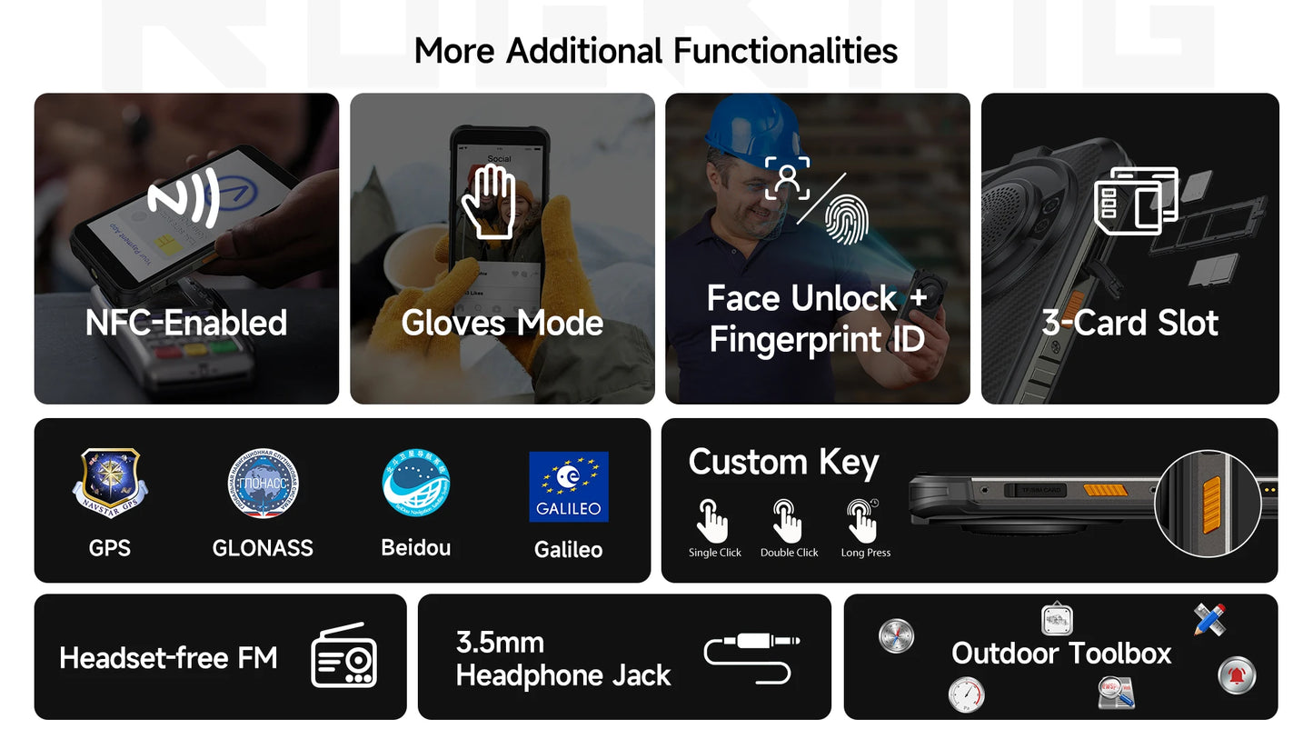 【Estreno mundial】Ulefone RugKing 4G Teléfono resistente Android 15 Hasta 16GB+256GB Smartphone resistente al agua 9600mAh NFC Versión global