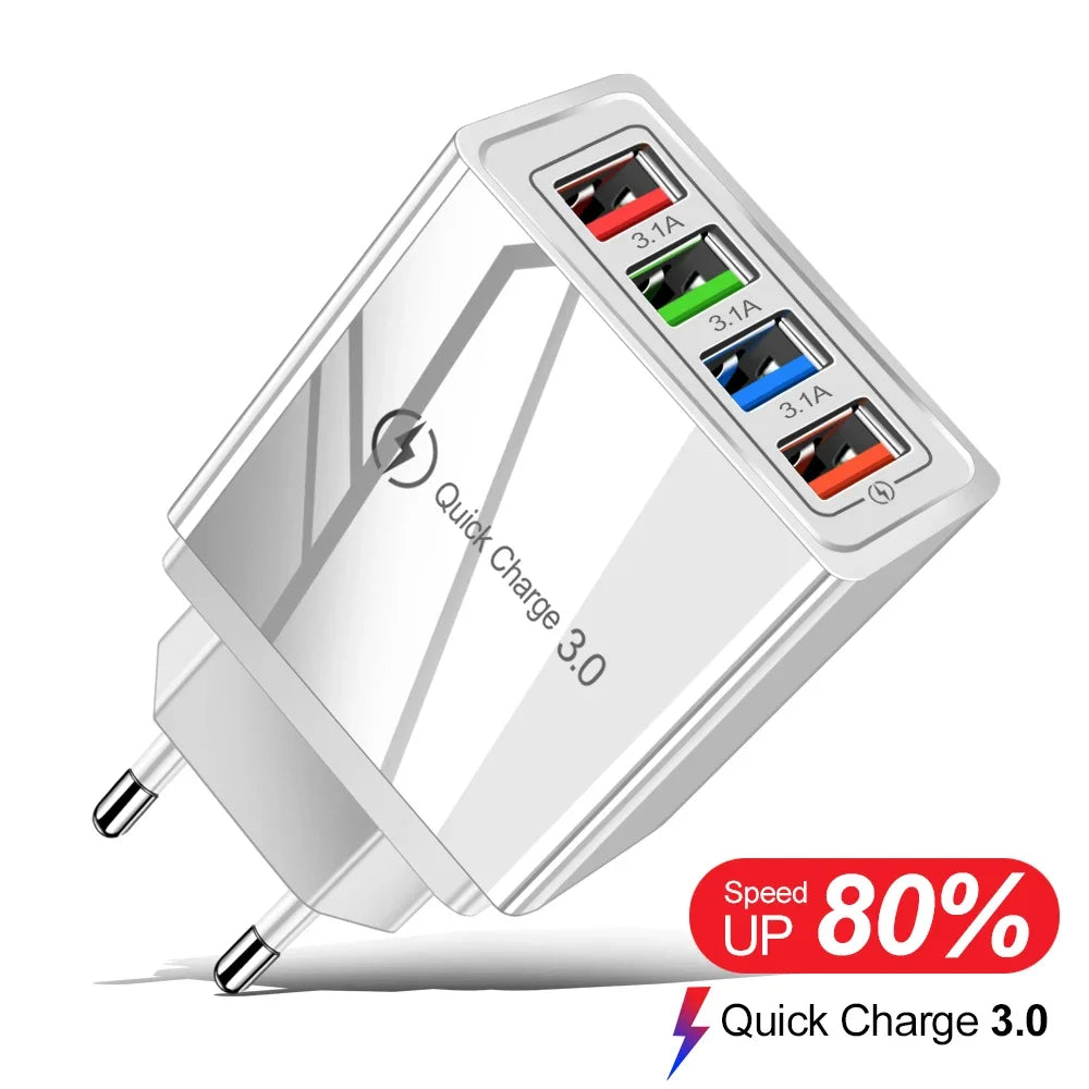 Cargador USB de carga rápida 3.0 para iPhone 14, compatible con tabletas Samsung, Xiaomi y Mi. Adaptador de corriente para móviles con enchufe UE/EE. UU. y carga rápida.