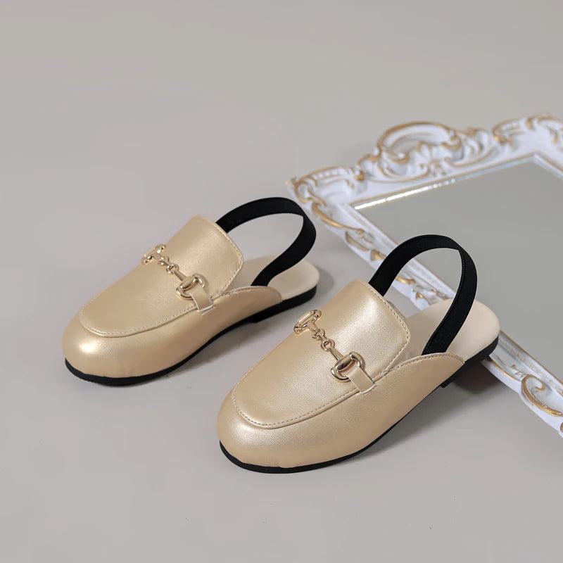 Zapatos para niños, sandalias negras para exteriores, zapatillas para niñas pequeñas, zapatos planos suaves de marca, sandalias de princesa, zapatos sin cordones de verano