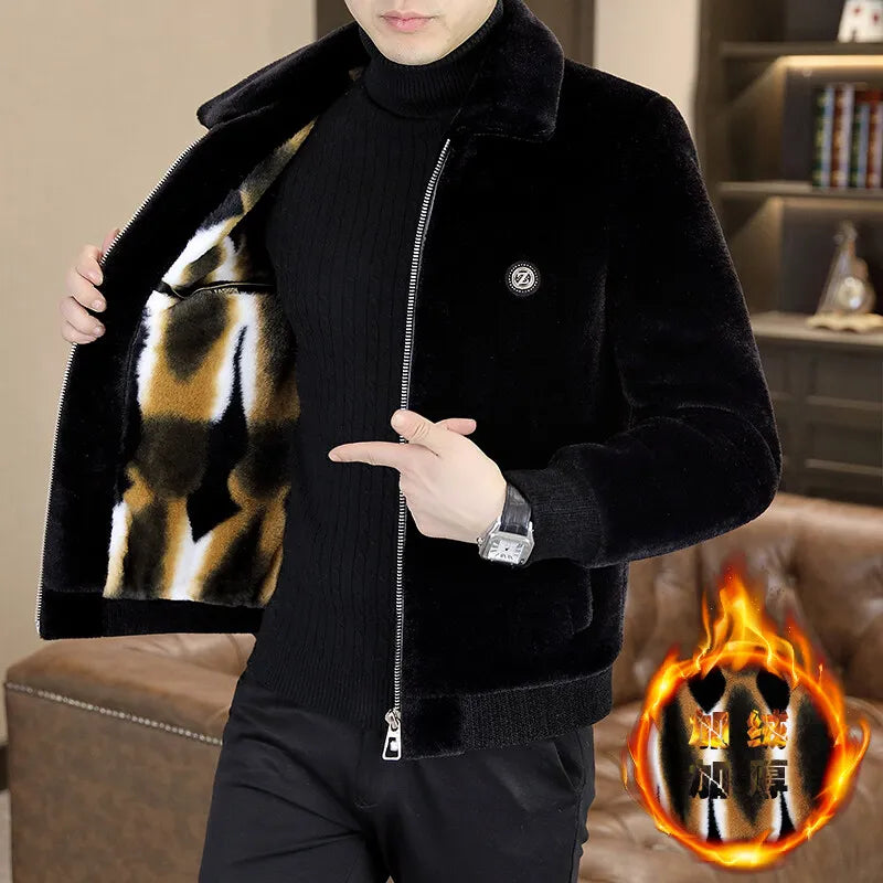 Chaqueta de algodón de invierno para hombre, nueva, resistente al frío, de alta gama, con forro polar, gruesa, informal, ajustada, con cremallera, abrigo corto de moda, tendencia
