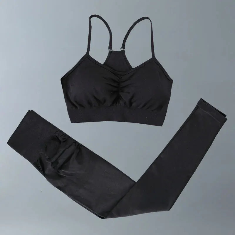 Conjunto deportivo para mujer, top deportivo, leggings de yoga, sujetador deportivo, leggings sin costuras para realce de glúteos.