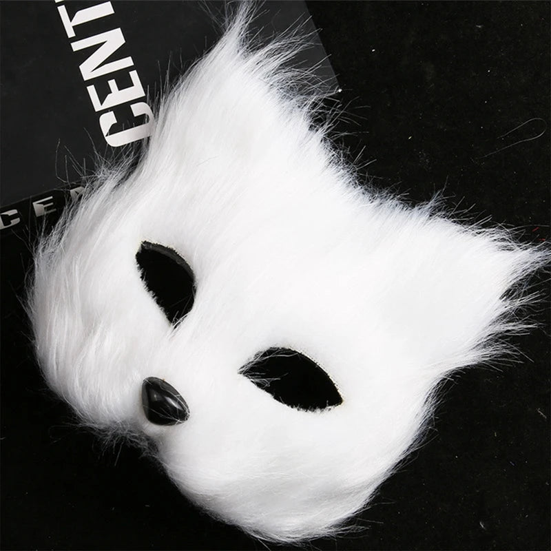Halloween Cosplay Make-up Fox Shape Face Mask Carnival Stage Party Cartoon Cat Hair Mask Costume Props Sexy Lady Imitation Toy