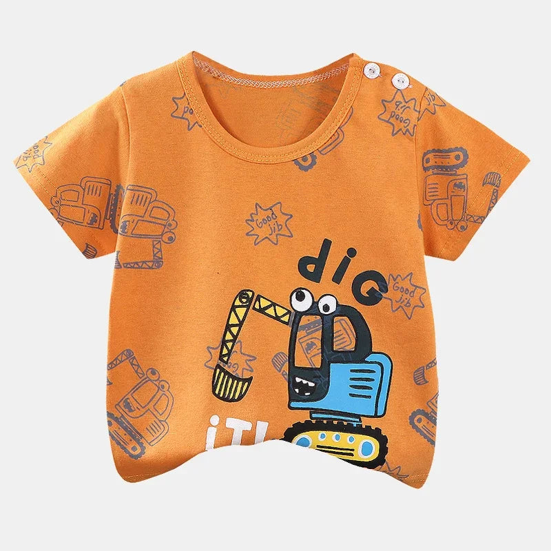 Ropa para niños, camisetas, ropa para niños, camisetas de verano para niños y niñas, camisetas de dibujos animados, ropa de manga corta, 100 % algodón, ropa para bebés