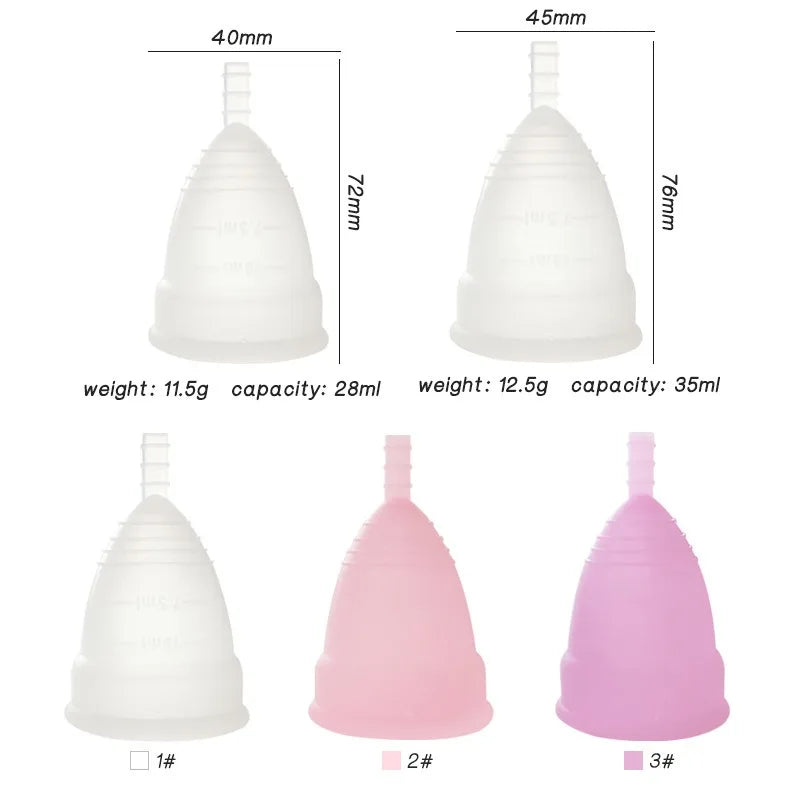 Copa menstrual con anillo, tampón y compresa de fácil extracción, alternativa de silicona médica, copa de higiene femenina para la menstruación femenina.
