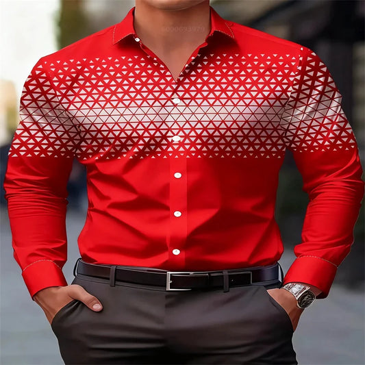 Camisa roja para hombre, nueva, estampada en 3D, ideal para vestir de noche o para uso diario. Cómoda y suave, talla extragrande. Envío rápido.