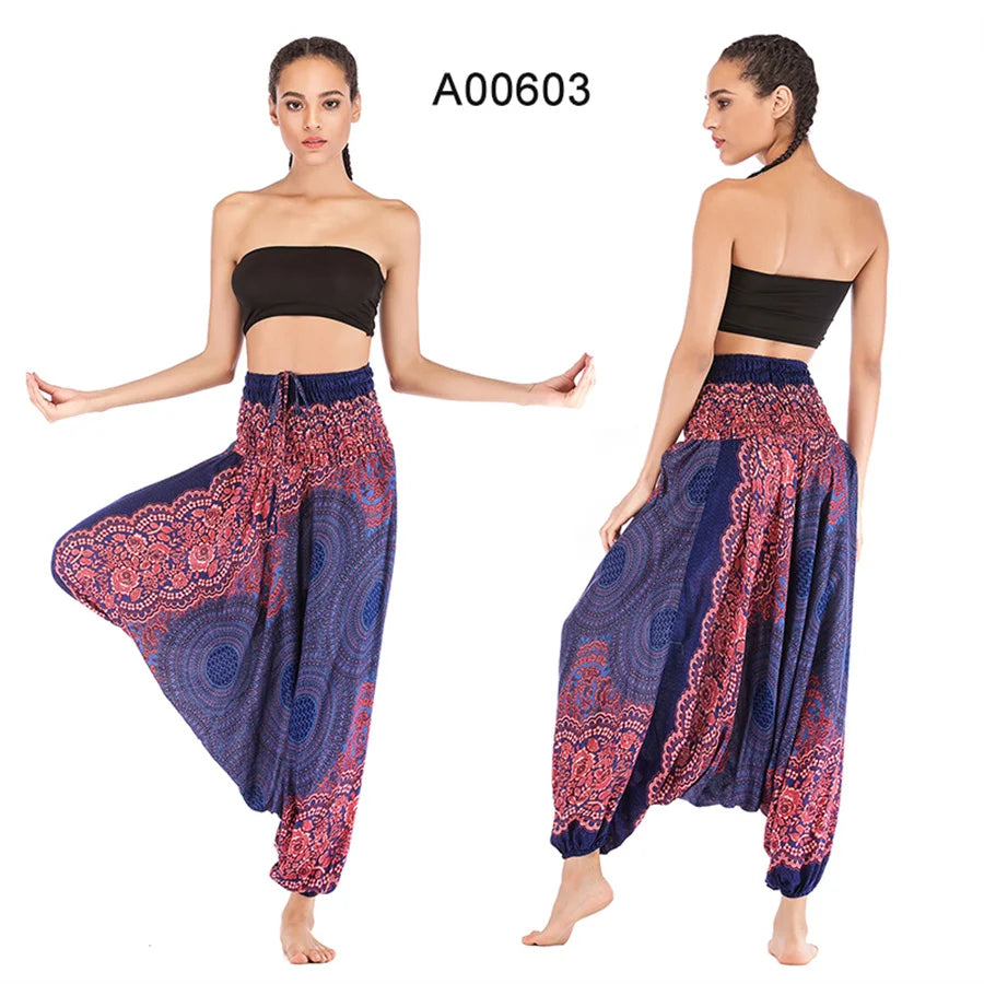 Bohemian Pants Women Pantalones Mujer Hippie High Waist Rayon Harem Baggy Boho Yoga Beach Wear Pour Femme Calca Feminina Printed