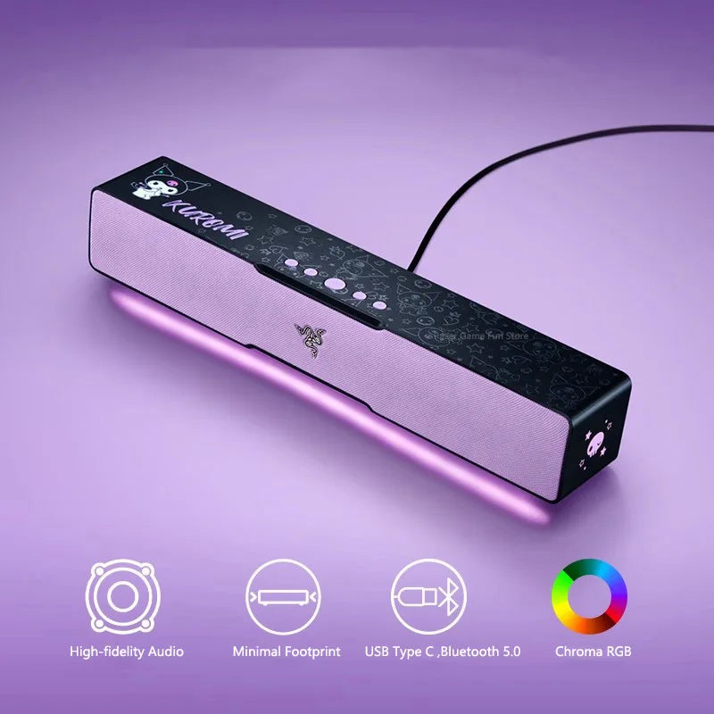 Barra de sonido para juegos de PC Razer Edición Sanrio Kuromi Bluetooth Estéreo RGB Portátil Teléfono móvil Tabletas Computadora Cine en casa Altavoces