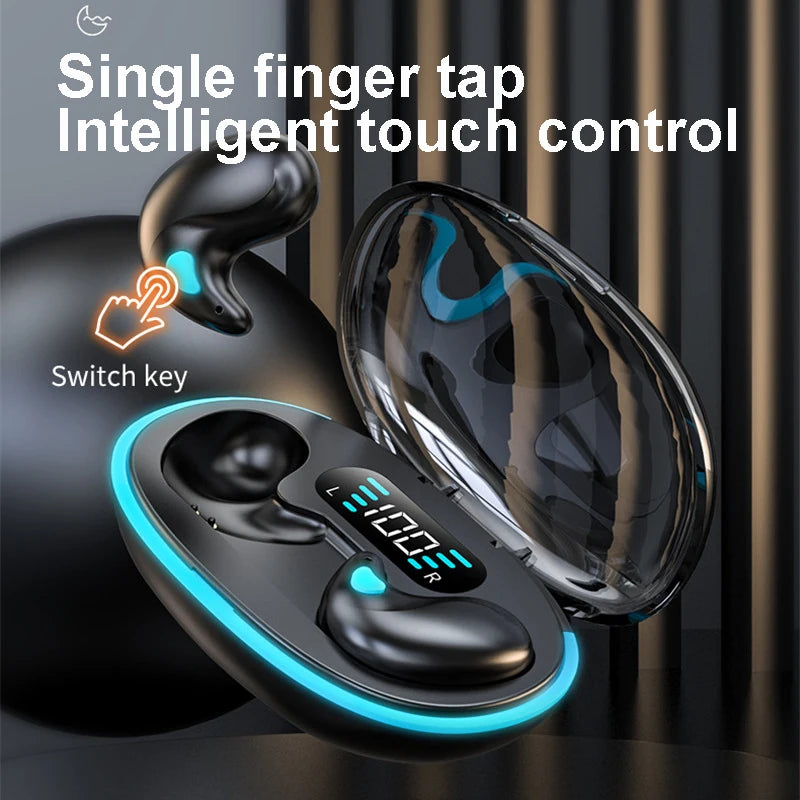 Mini auriculares invisibles para dormir TWS inalámbricos Bluetooth 5.3 con reducción de ruido oculta, auriculares estéreo deportivos