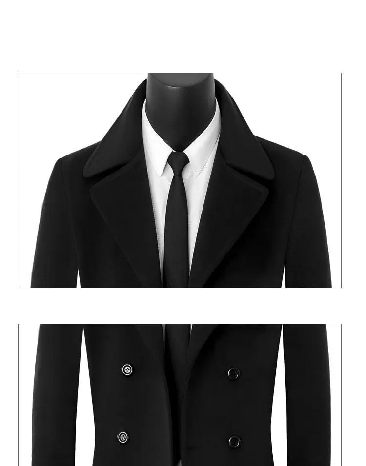 Abrigo de lana de alta calidad para jóvenes, cálido, informal, extralargo, cruzado, grueso, tallas grandes S-7XL 8XL 9XL